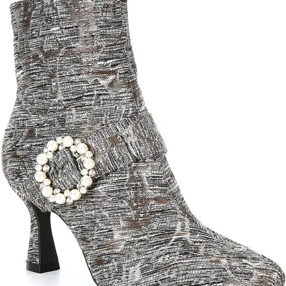Alex Marie Gray Heeled Boots with Sculptural Heel